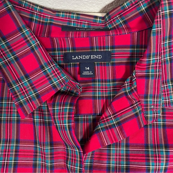 Land’s End Tartan Plaid Popover Size 14 Fall Holiday Classic Casual Long Sleeve - Picture 8 of 15